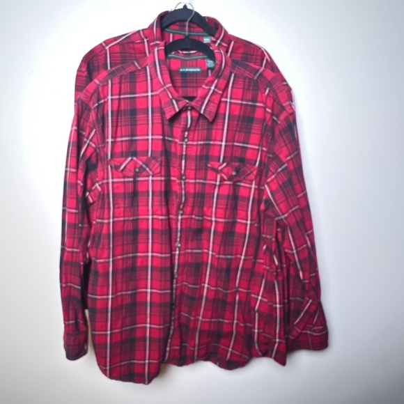 2 G. H. Bass & Co Red Plaid Lumberjack Button Down Long Sleeve Shirt Men’s XXL - Picture 2 of 10